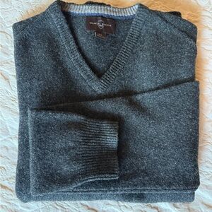New Black Brown 1826 Charcoal V-Neck lambs wool Sweater NEDIUM